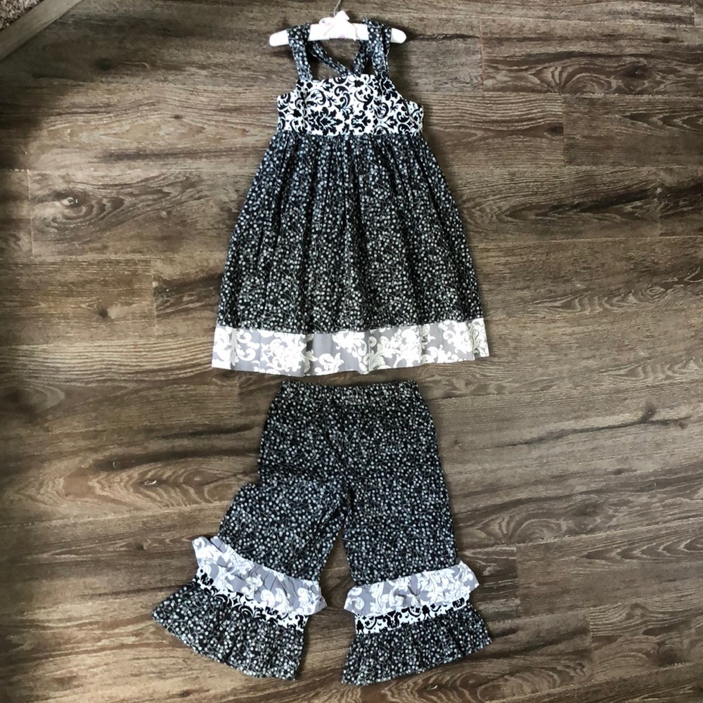 Homemade boho bell-bottom pants and dress